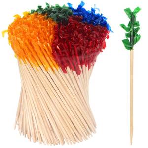 lot 20481 image: sugormek 1000pcs 4 IN Wooden Frill Picks Cocktail Picks with Assorted Colors,4-Color,for Cocktail Party, Barbeque, Club Sandwiches (Frill picks 1000pcs 4 IN)
