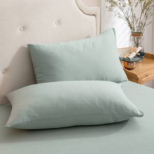 lot 20485 image: PURE ERA Jersey Knit Pillowcases 100percent T-Shirt Cotton Super Soft Comfy Breathable, Set of 2, Queen 20in. x 30in., Solid Sage Green