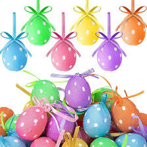 lot 5617 image: Easter Tree Ornament Set - Decorative Egg Collection with Ribbons 30 pack