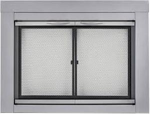 lot 5657 image: Pleasant Hearth Fireplace Glass Door Set with Metal Frame