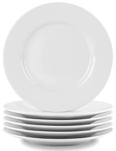 lot 1208 image: bestone 8 Inch Porcelain White Salad Plates Set, Porcelain DessertSalad Plate��Classic Round with Wide Rim, Lead-Free,Dishwasher, Microwave, Freezer, Oven Safe, for Everyday Use-Set of 6