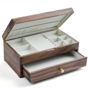 lot 1225 image: Beexchange Black Walnut Wooden Jewelry Box - Allwood, Handcrafted, Classic Jewelry Box. Jewelry boxes & organizers for Women, Men, and Girls (Double-Layer)