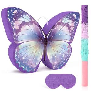 lot 1227 image: Hooqict Butterfly Pi�ata Purple Butterfly Pinata with Blindfold and Bat Stick for Kids Girls Spring Garden Family Games Purple Fairy Birthday Party Decorations Supplies