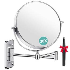 lot 1233 image: Auxmir 8 Wall Mounted Makeup Mirror, 1X30X Double-Sided Magnifying Mirror with Tweezer, HD Bathroom Makeup Mirror, Cosmetic Vanity Mirror with 360 Rotation Extendable Swivel Arm, Chrome