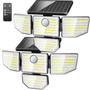lot 1235 image: Adewalk Outdoor Solar Light - Upgrade 3000LM 188 LED Motion Sensor for 4 Heads IP65 Waterproof Powered Switch Control Darkroom Backyard Outside Security