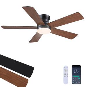 lot 1241 image: Ayaoty Flush Mount Ceiling Fan with Light and RemoteAPP - 48 Low Profile Ceiling Fan with 3CCT Dimmable, 5 Reversible Blades, Modern Indoor Fan Light Fixtures for Bedroom, Kitchen