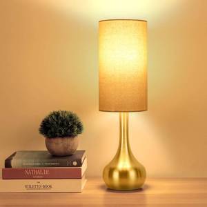 lot 1245 image: LEDIKON Touch Gold Table Lamp for Nightstand, 3-Way Dimmable, Space Saving & No Assembly Required, Upgraded Small Bedside Lamp for Bedroom, Living Room, Office (Bulb Included)