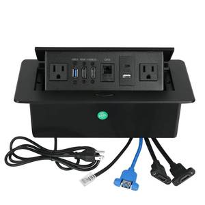 lot 1246 image: Table Pop Up Outlet, Desktop Pop Up Socket Center Countertop Socket Multimedia Strip Socket Connection Box Countertop with USB 3.02�AC2�HDMIUSB-AUSB-CLAN for Conference Desk Office (Black-3)
