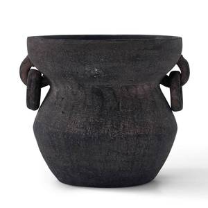 lot 1247 image: MIYUKI Rustic Vase for Home Decor, Decorative Pottery Terracotta Vase for Living Room, Table, Shelf, Handcraft Vintage Ceramic Vase 6.7in H x 8.2in W (White)