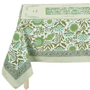 lot 2004 image: Hillsuren Mahjong Tablecloth 55 x 55 Polyester Indian Block Print Green Floral Flower Square Instructional Design with Rules for Game Night Party Favor Supplies