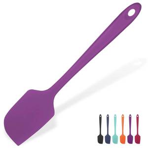 lot 2031 image: Heat Resistant Silicone Large Spatula U-Taste 600�F High Heat Flexible 11.38in Silicon Mixing Stirring Cooking Scraping Baking Bowl Scraper Seamless Spreader for Kitchen Nonstick Cookware (Purple)