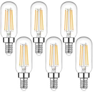 lot 2466 image: E12 Candelabra Edison Bulbs 60 Watt Equivalent, T6 6W Dimmable LED Light Bulbs for Chandelier, 600lm 2700K Warm White Clear Vintage Tubular Bulb, Small Filament Bulb for Ceiling Light, 4-Pack
