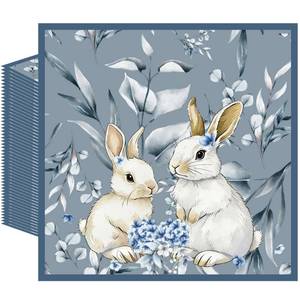 lot 2478 image: Easter Napkins Paper, 50 Pcs Hydrangea Bunny Easter Paper Napkin, Spring Easter Party Napkins for Decoupage Table Decor Lunch Dinner Party Decorations