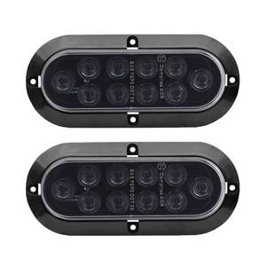 lot 2488 image: TMH 6 Oval Smoked LensRed LED Trailer Tail Light Surface Mount 10 LED Waterproof Stop Brake Turn Trailer Lights for Truck RV Bus Lorry Low-High Brightness 12V DC, 2PCS