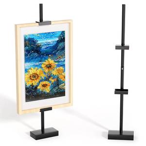 lot 2495 image: Cathyeen Tabletop Picture Frame Stand, Adjustable for Frames Up to 29 H, Frame Holder Stand Table Easels for Display, Metal Standing Easel Display Stand for Picture Frames, Artwork, Canvas (Black)