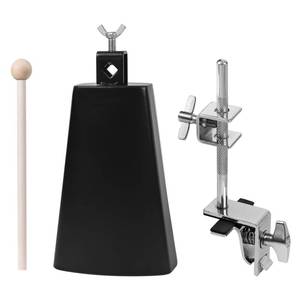 lot 3724 image: 7 inch Cowbell And Cowbell Clamp For Drum Sets, Adjustable Standard Drum Cowbell Mount with Drum Stick
