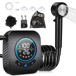 lot 3729 image: Portable Shower for Camping, Upgraded Spopal 8000mAh Rechargeable Camping Shower with 5 Adjustable Speeds, 4 Spray Modes, LED Display, IPX8 Waterproof Outdoor Shower Kit for Hiking, Travel, Car, Pet