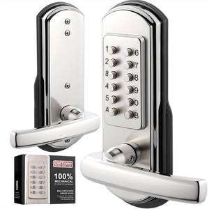 lot 3731 image: Elemake Keypad Door Lock, Keyless Entry Door Lock Mechanical Lock with Keypad, Combination Code Locks with Handle, Right Handed Door Lever, Stainless Steel 304 - NOT a Deadbolt