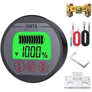 lot 4427 image: BINTA Battery Monitor with Shunt 8-120V 0-500A Voltmeter Ammeter, Voltage Current Meter, Backlight Waterproof Battery Monitor for Auto Car Motor RV Motorhome Golf Cart Trucks Boat Solar Panel