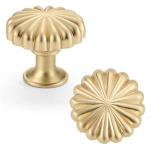 lot 4476 image: FAPUAL 2 Pack Gold Cabinet Knobs for Kitchen Cabinets and Dresser Drawers��Zinc Alloy Brushed Brass Hardware Handles Pulls��Vintage Cupboard Drawer Knob