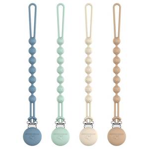 lot 4479 image: Cuddle Campus Silicone Pacifier Clip Holder with One Piece Design,Soft Flexible Binky Clips with Texture for Baby Boy and Girl Pack of 4 (0-6m)