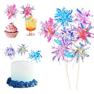 lot 4481 image: Cupcake Toppers, 30 PCS Multicolor Firework Cupcake Decorations Picks Sparkle Tinsel Cake Toppers Toothpicks for Wedding Baby Shower Birthday Party Decoration