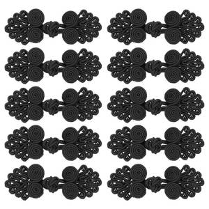 lot 4492 image: MECCANIXITY 10 Pairs Chinese Knots Frog Buttons Closure Black Sewing Buttons Fasteners with Beads for DIY Sewing Coats Cloak Sweater Bridal Costume Outfit,0.98x2.36 Inch