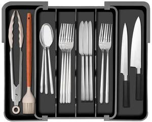 lot 5690 image: Homecor Silverware Organizer - Expandable Kitchen Drawer Organizer Utensil Holder, BPA Free Flatware and Cutlery Tray for Spoons Forks Knives, Plastic Kitchen Organizer and Storage