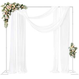 lot 5694 image: Fomcet 8FT x 8FT Backdrop Stand Heavy Duty with Base, White Portable Adjustable Pipe and Drape Backdrop Stand Kit, Square Metal Arch Party Frame for Wedding Birthday Parties Banquet Decorations