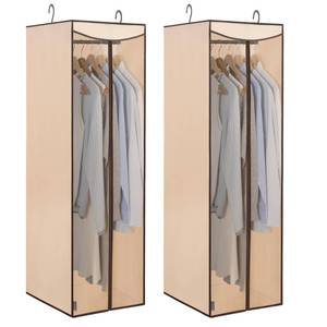lot 5695 image: STORAGE MANIAC 2-Pack Hanging Garment Bag Zipper Cover with Sealed Clear Window, Long Garment Cover for Closet Storage Wardrobe Clothes Protector, Large Garment Storage Bag for Dresses,Suits, Beige