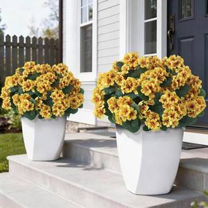 lot 5698 image: GLIDLION 24 Bundles Artificial Geranium Flowers for Spring Summer Decor, UV-Resistant Fake Plants Realistic Faux Silk Bouquets for Front Door Farmhouse Garden Porch Home Outdoor Decor (Yellow)