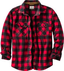 lot 5702 image: Legendary Whitetails Mens Long Sleeve Fleece Button Up Shirt, Shotgun Shell Red Plaid, 2XL