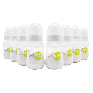 lot 6422 image: Avima 4 oz Anti Colic Newborn Baby Bottles  BPA Free  Standard Neck with Slow Flow Nipples (Set of 4)