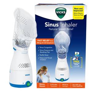 lot 6433 image: Vicks Sinus Inhaler, Plug-in Non-Medicated Steam Inhaler for Sinus Relief, Allergies, Congestion & Colds, Vocal Steamer, Soothes Nasal & Throat Passages, Works with VapoPads (1 Included)