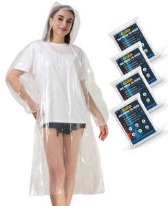 lot 6448 image: Airpler Rain Ponchos for Adults, Disposable 4-Pack Clear Family Ponchos, Emergency Ponchos with Hood for Travel & Outdoor