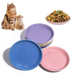 lot 6449 image: 8 Pack Ceramic Cat Food Bowl, Colorful Cat Bowls Whisker-Friendly, 5.9 Shallow Wide Kitten Plates, Easy to Clean Indoor Feeding Dishes