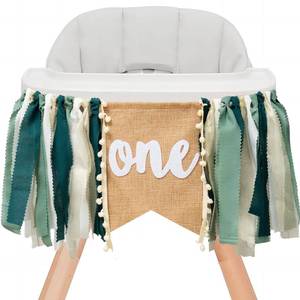 lot 6453 image: Wild Safari Jungle Highchair Banner for 1st Birthday Decorations - Dark Green Burlap Banner with Adjustable Twine, Cake Smash Photo Props, Woodland Theme Party Decor for Boys & Girls