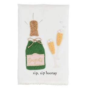 lot 6460 image: Mud Pie Sip Hooray Wedding Tea Towel 21 x 14