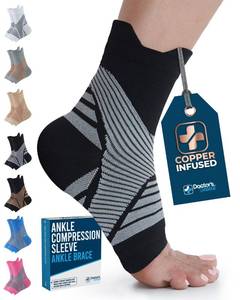 lot 6463 image: Doctors Select Copper Ankle Sleeve - Copper Ankle Braces for Men, Ankle Support Foot Brace, Toeless Compression Socks, Black