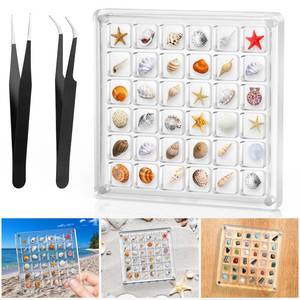lot 6474 image: XANGNIER Acrylic Magnetic Seashell Display Box,Clear Sea Shell Display Box,Beach Magnet Storage Organizer Case for Seashell Diamond Beads,36 Grids,Transparent,1 Pack