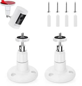 lot 6476 image: A2 Pack Ring Camera Mount Bracket for Ring Stick Up Cam, Ring Outdoor Cam Plus , Ring Indoor Cam  360° Adjustable Wall Mount or Celling Mount , No Drill , Weatherproof (White)