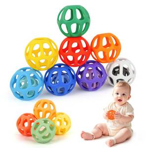 lot 6478 image: MCGMITT Baby Ball Toy with Holes, 8PCS Easy Grip Food Grade Silicone Baby Toys 0-6 Months, Colorful Soft BPA Free Montessori Baby Teethers 6-12 Months, Stretchy Newborn Infant Sensory Balls