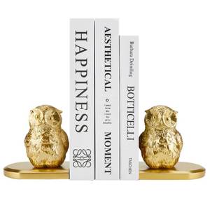 lot 9666 image: Book Ends, Bookends Gold Owl Bird, Kids Rooms, Non-Skid Bookend, Heavy Duty Resin Book Stopper for Books, Bookends for Shelves, Decorative Holder, Gift for Women, 9.05  3.7  4.72 Gold