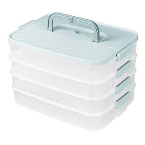 lot 9681 image: Splotiva 4 Layers Storage Container, 1.57 Extra-High Layer, Cookie Carrier, Dumpling Box, Stackable Food Container (White & Mint Green)