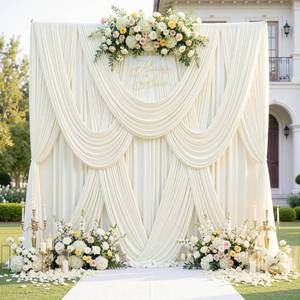 lot 9686 image: 30ftx12ft Wrinkle Free Ivory Backdrop Curtains for Parties, 6 Panels 5x12FT Long Silky Polyester Ivory Photo Backdrop Drapes Back Drop Cloth for Wedding Birthday Photography Background Decor