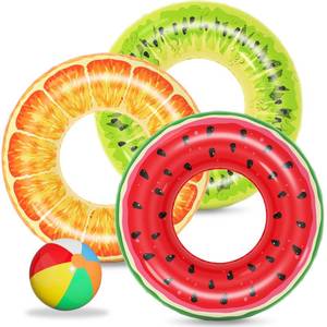 lot 9692 image: Jasonwell Inflatable Pool Floats Kids - 3 Pack Floaties Pool Tubes Swim Rings Fruit Water Floaty Watermelon Kiwi Orange Inflatable Pool Toys Float for Swimming Pool Party Lake Beach Kids Adults