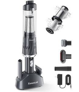 lot 9698 image: XenonLab Handheld Vacuum Cordless 25000Pa Car Vacuum 3-in-1 Handheld Vacuum, Includes Smart Display and Charging Base Hand Vac Cordless Rechargeable One-Touch Empty for HomePetCar (Silver)