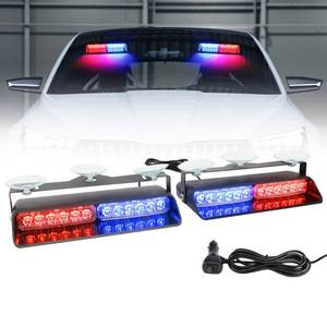 lot 9701 image: Red & Blue LED Windshield Dash Strobe Lights, 26 Modes 1224V 2 x 8.4 Red Blue Warning Light, Emergency Traffic Advisor FrontRear Window Dash Strobe Lights for Trucks Vehicles