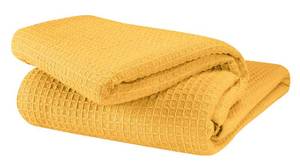 lot 9702 image: GLAMBURG 100% Cotton Thermal Bed Blanket, Breathable Waffle Blanket, Twin Size, All Season, Mustard Yellow