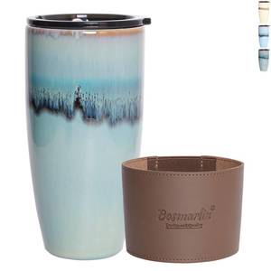 lot 9703 image: Bosmarlin Ceramic Trave Coffeel Mug with Lid, 21 oz, Portable Coffee Cup for Car Cup Holder, Microwave and Dishwasher Safe, Reactive Glaze